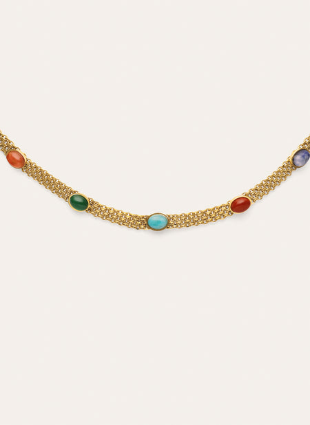 Choker Tape Stones Acero Baño Oro