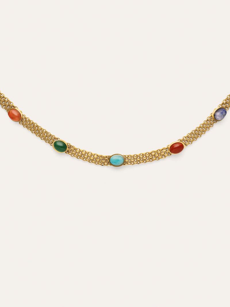 Choker Tape Stones Aço Banho de Ouro