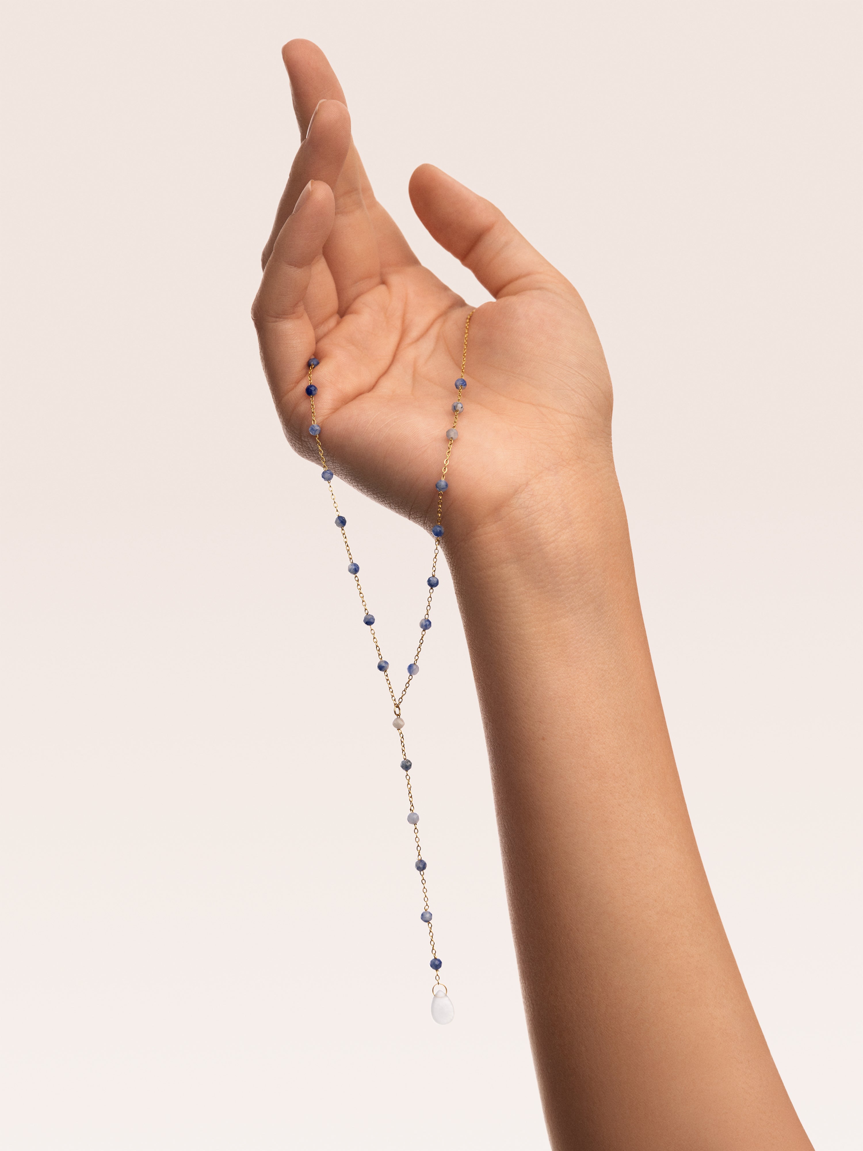 Y Cianita Stones Stainless Steel Gold Necklace