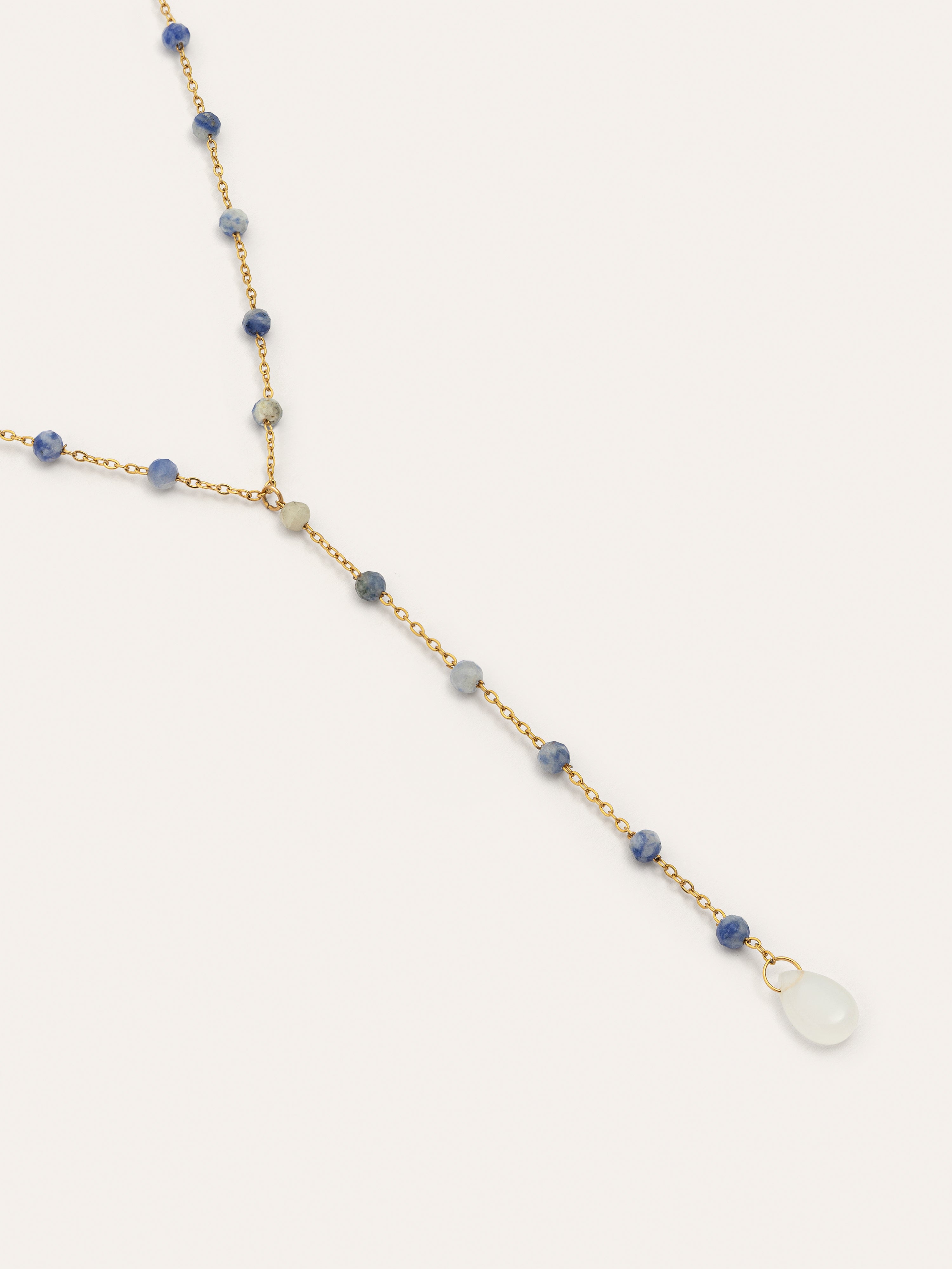 Y Cianita Stones Stainless Steel Gold Necklace