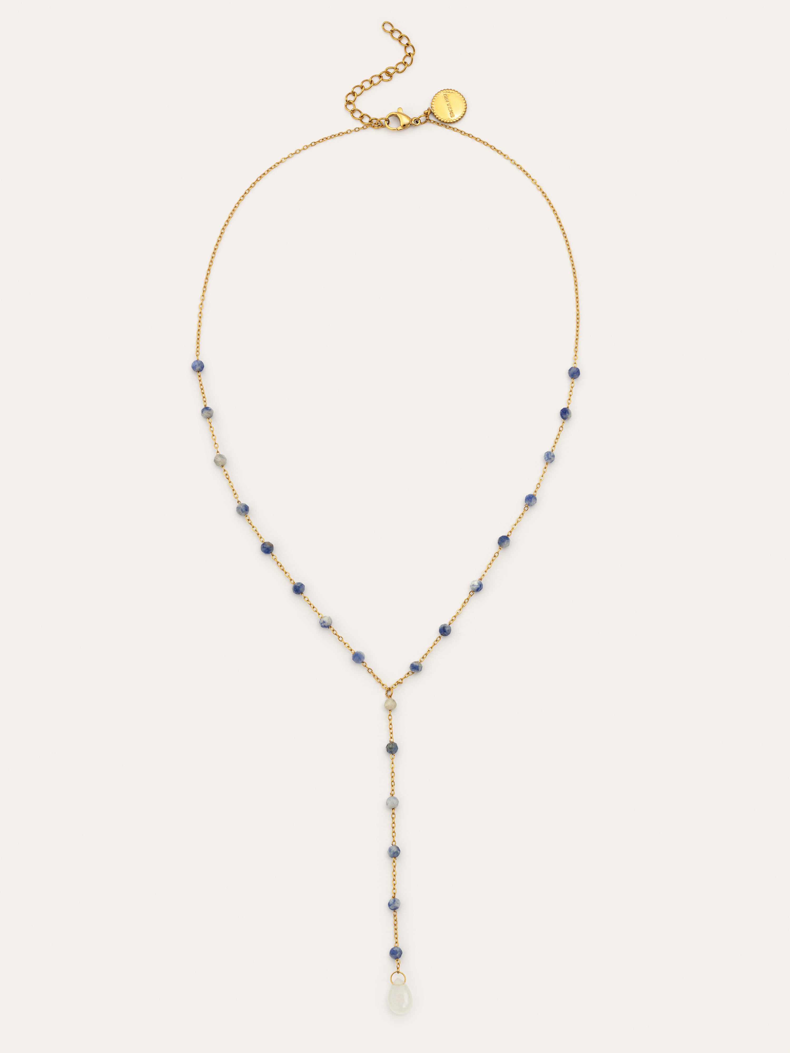 Y Cianita Stones Stainless Steel Gold Necklace