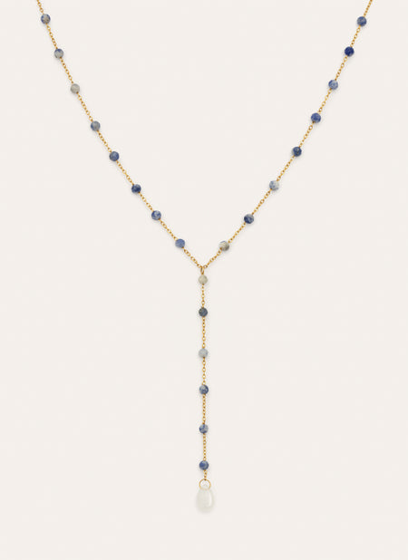 Y Cianita Stones Stainless Steel Gold Necklace