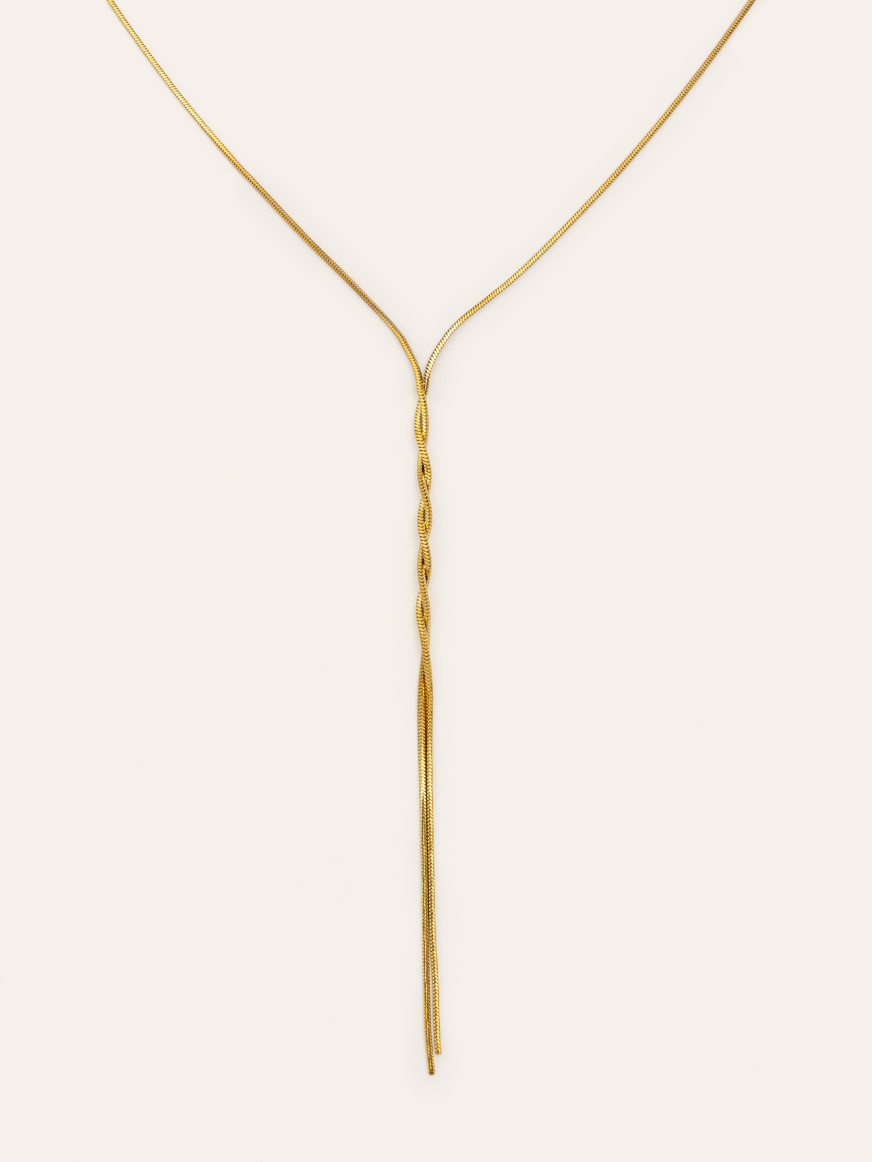 Collar Y Fine Tressia Acero Baño Oro