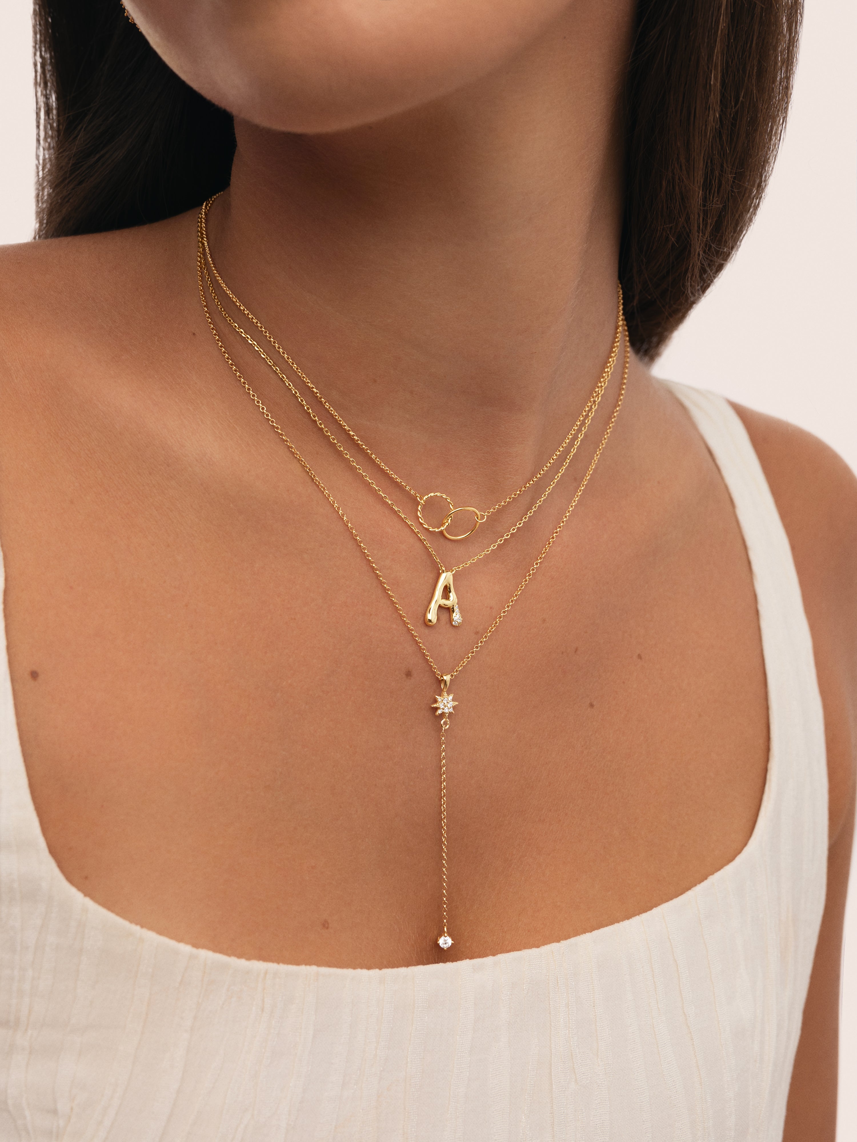 Collar Personalizado Letter Brillante Baño Oro