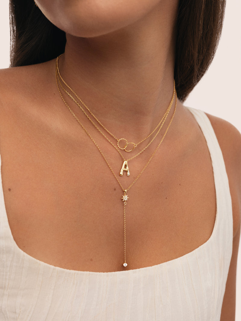 Collar Y Polar Star Plata Baño Oro