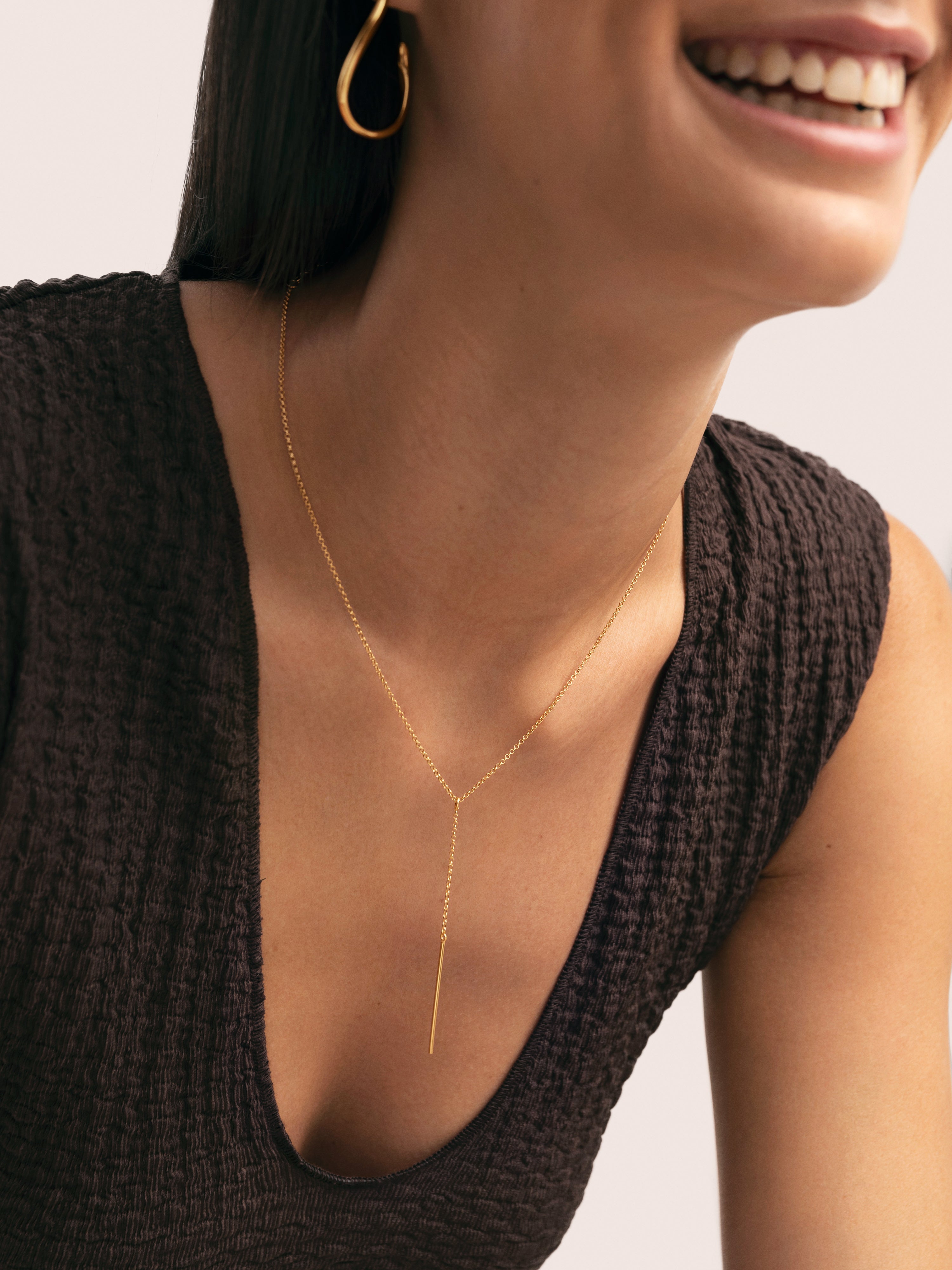 Y Stick Halskette Silber, vergoldet