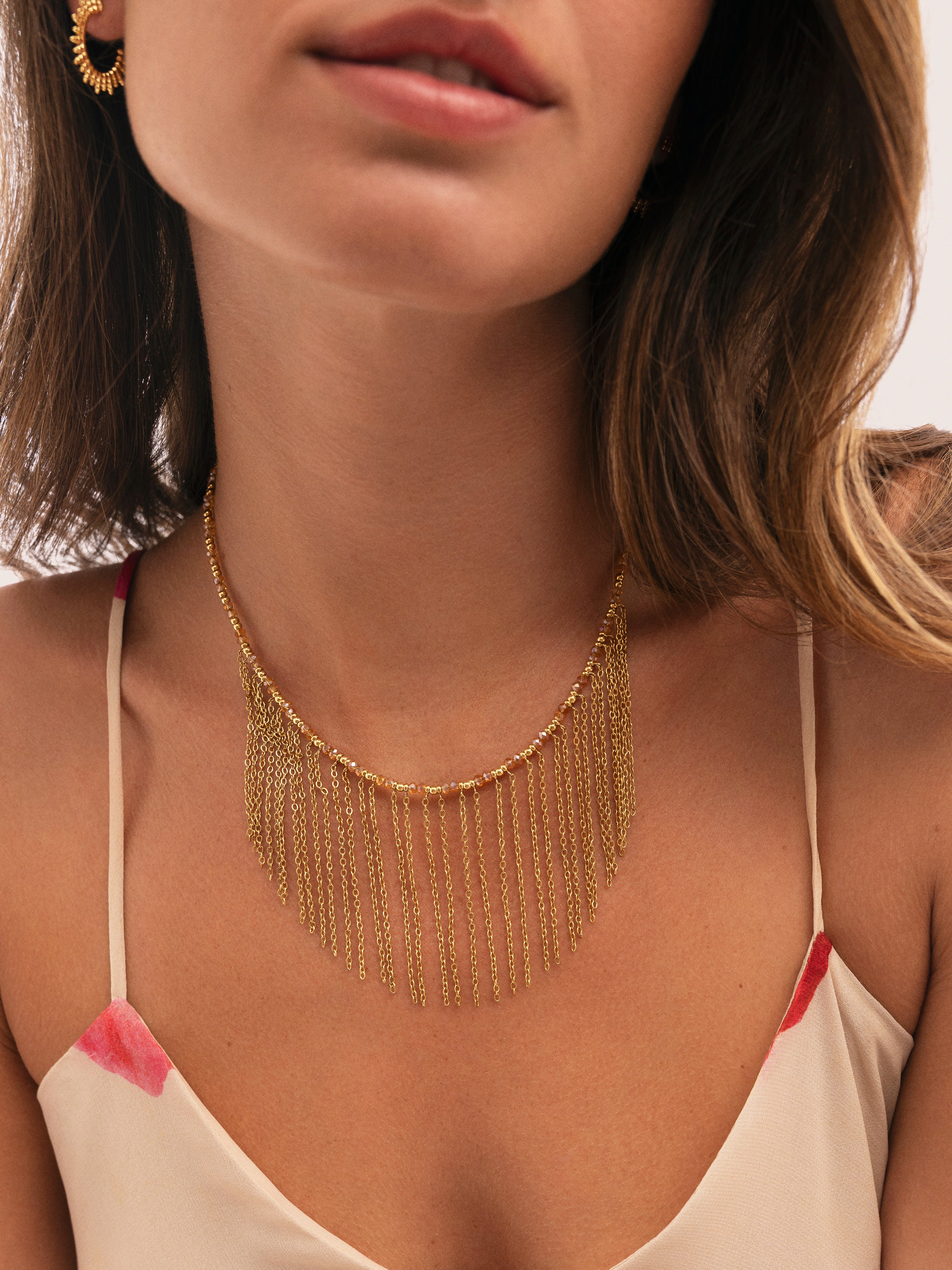 Collier Zafira Champagne Acier Plaqué Or