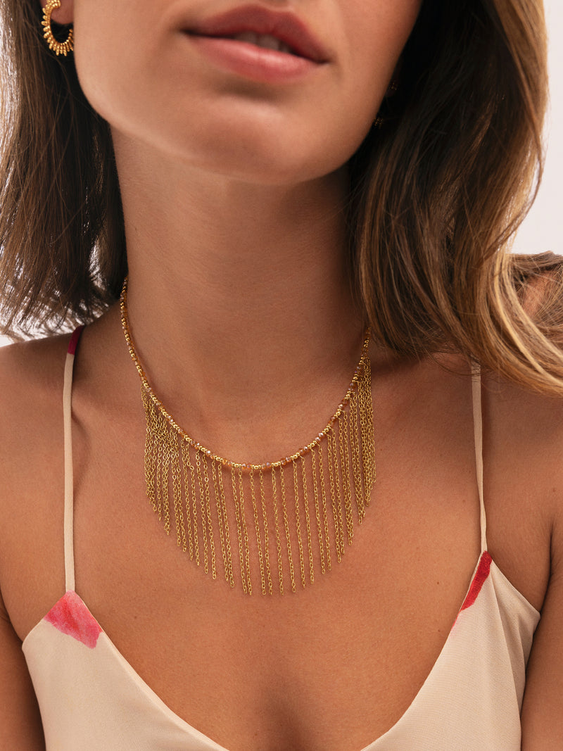 Collier Zafira Champagne Acier Plaqué Or