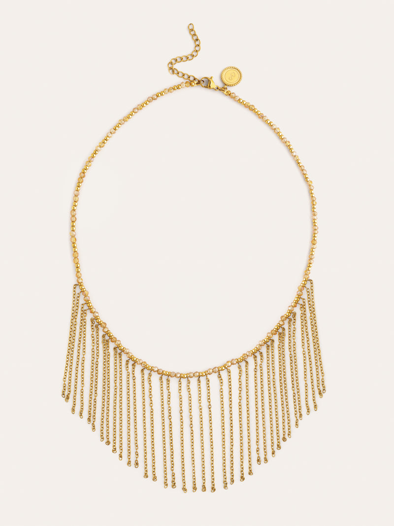 Collier Zafira Champagne Acier Plaqué Or