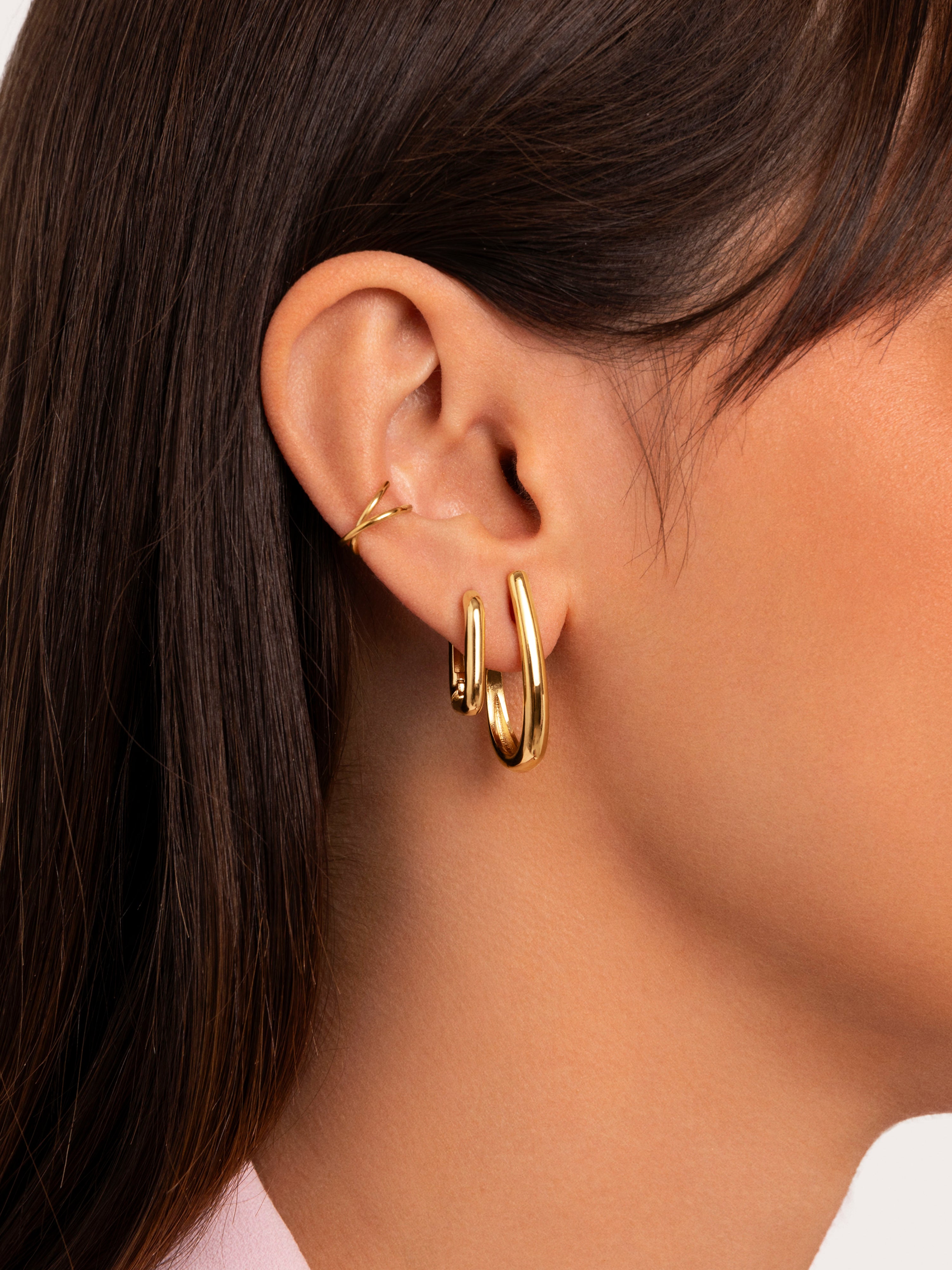 Mini Pipe Gold Hoop Earrings 