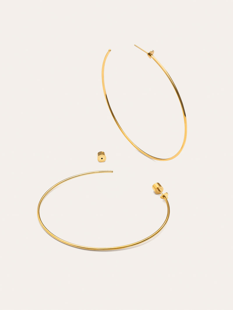 Ankara Heart XL Stainless Steel Gold Hoop Earrings