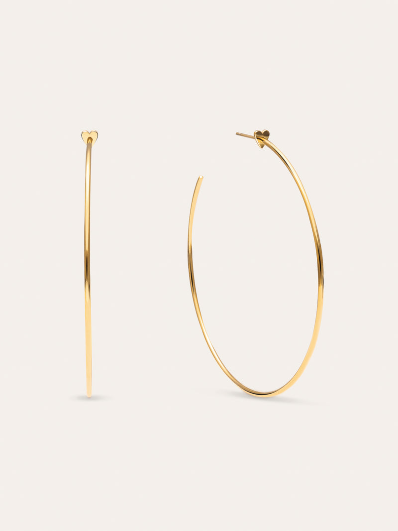 Ankara Heart XL Stainless Steel Gold Hoop Earrings
