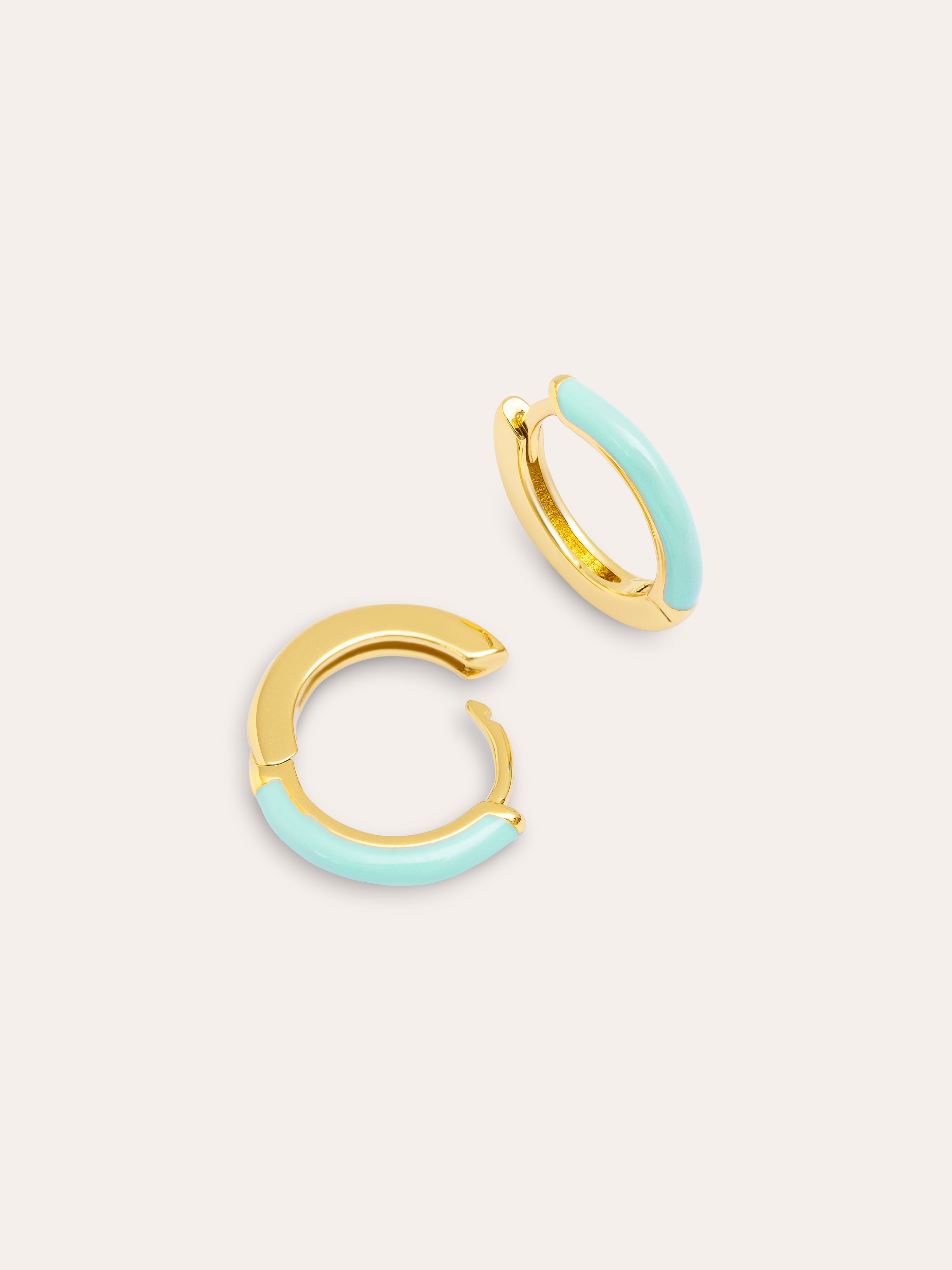 Sky Enamel Gold Hoop Earrings