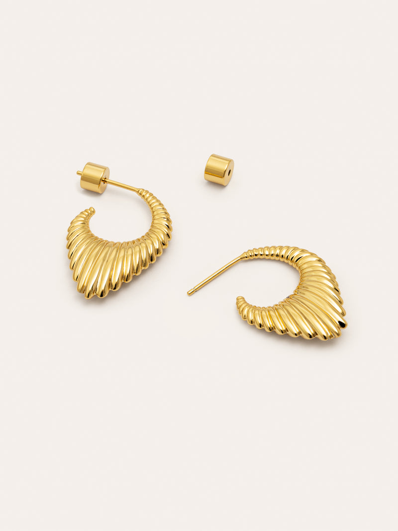 Brincos de Argola Flat Cordelia Banho de Ouro