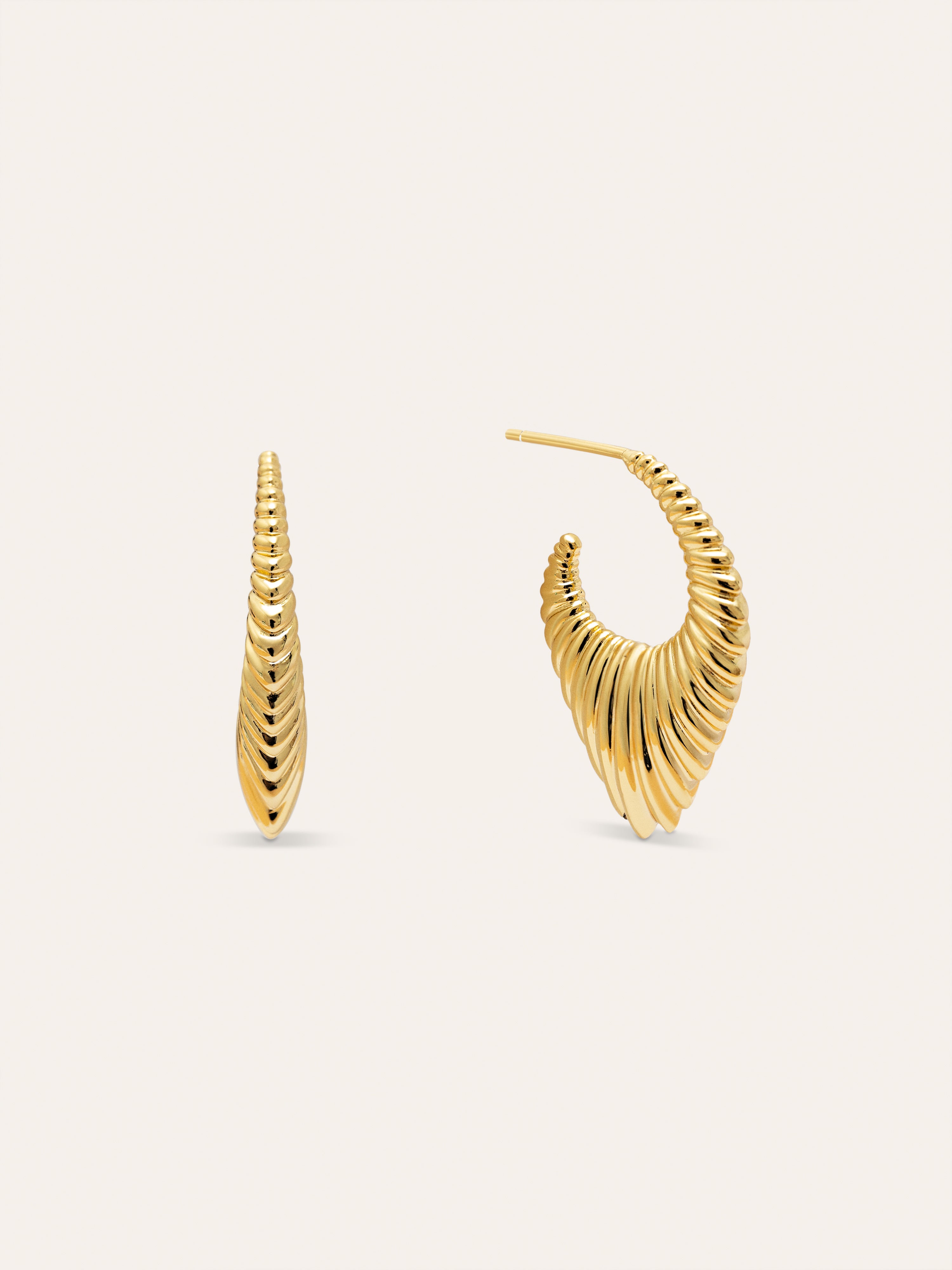 Flat Cordelia Hoop Gold Earrings