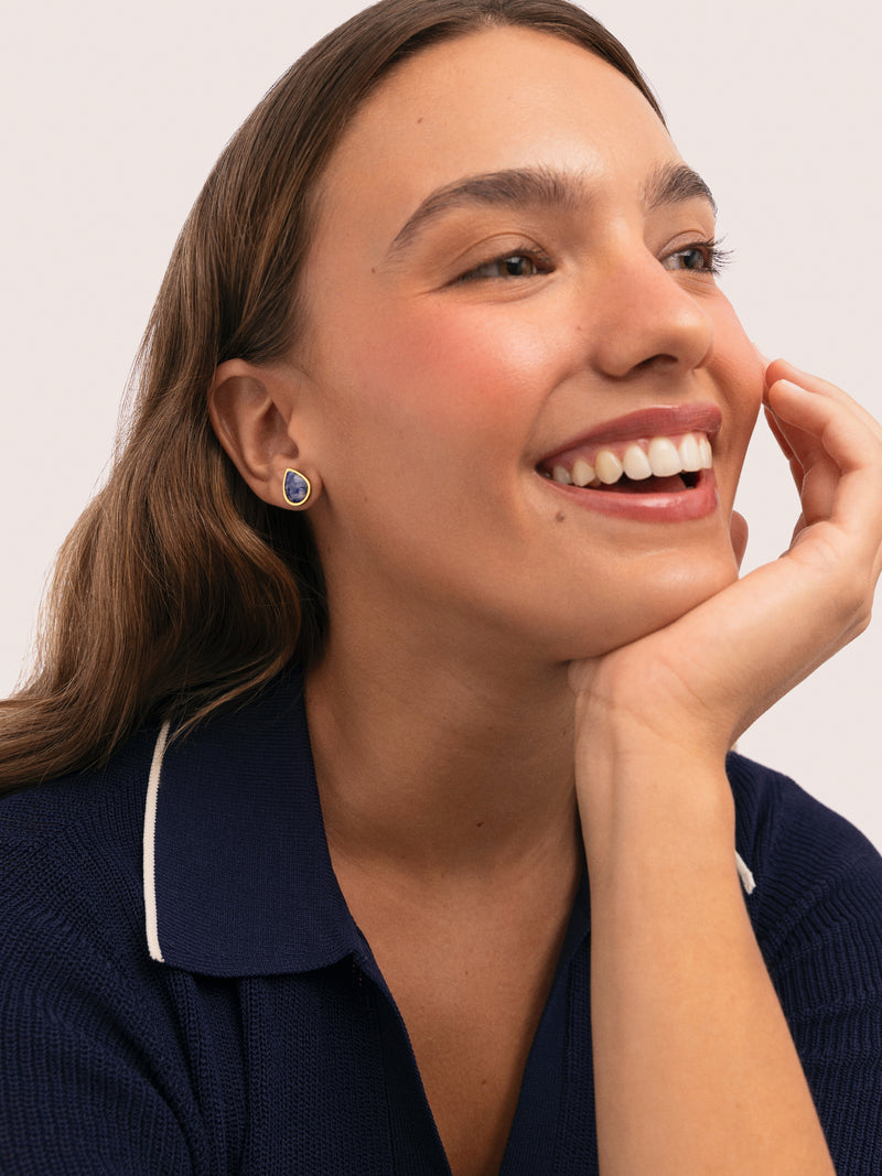 Pendientes Alma Cianita Acero Baño Oro