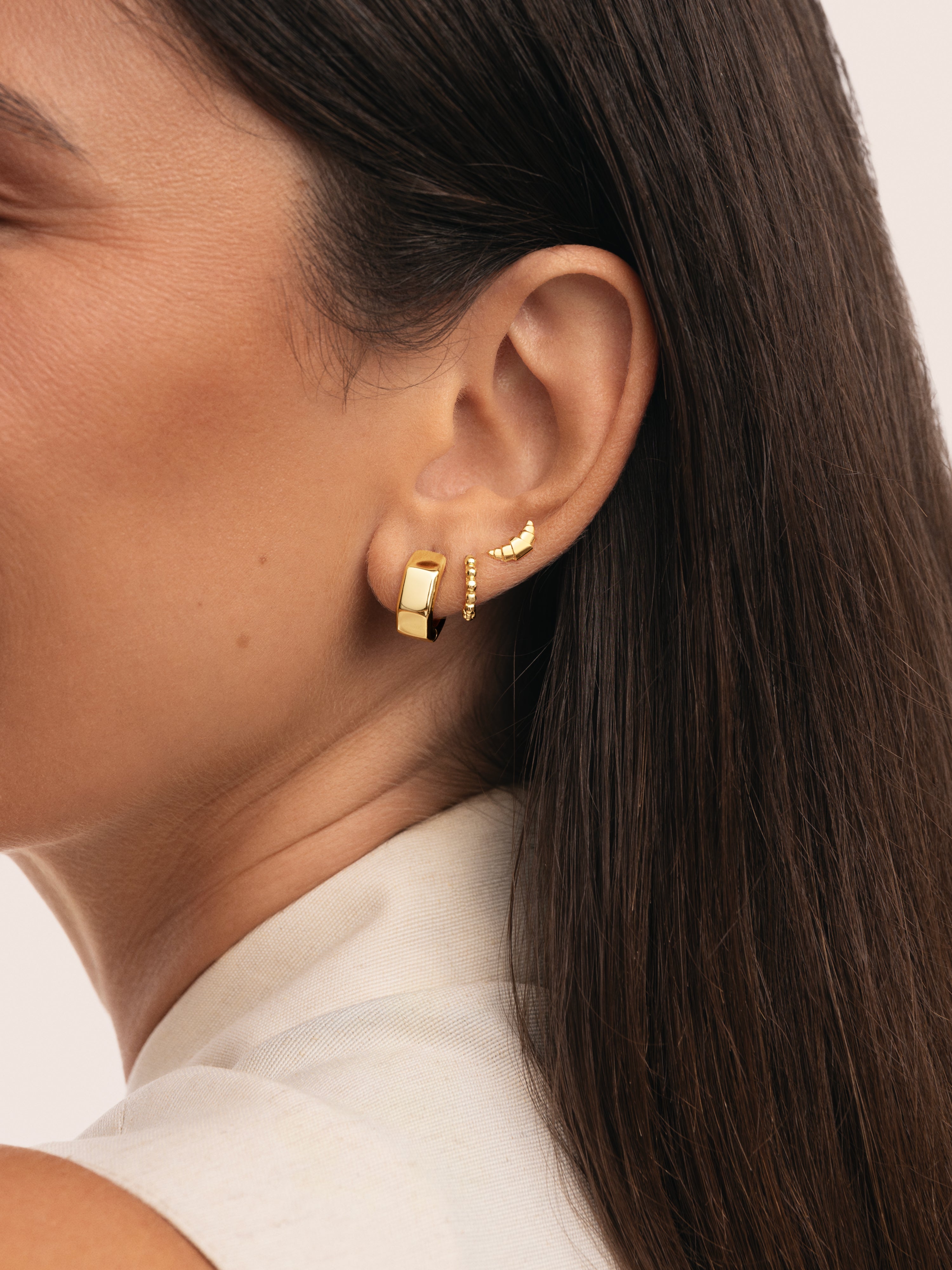 Croissant Einzelner Ohrring, vergoldet 