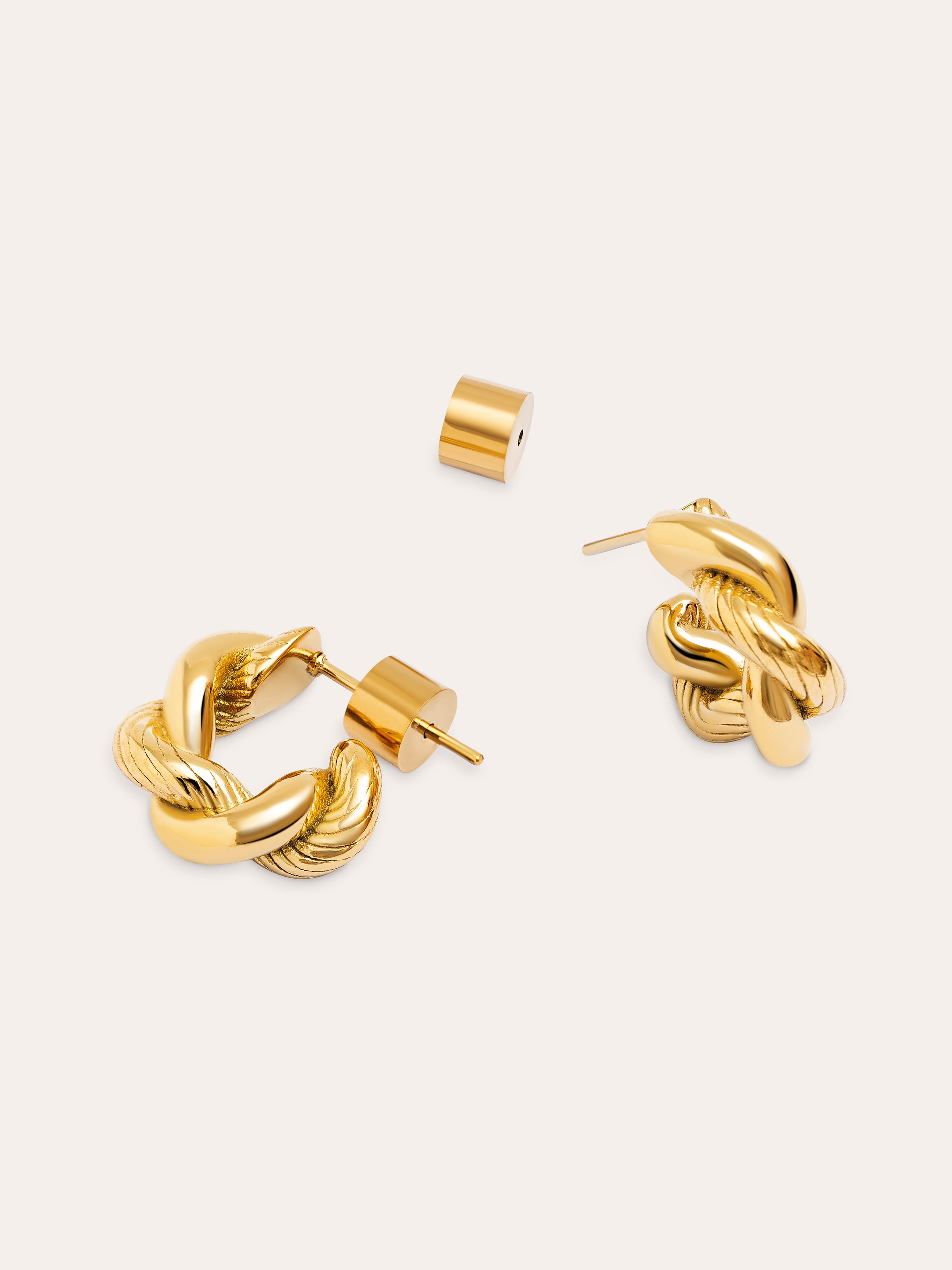 Pendientes Aro Mini Twist Rope Acero Baño Oro – SINGULARU
