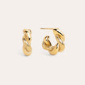 Pendientes Aro Mini Twist Rope Acero Baño Oro
