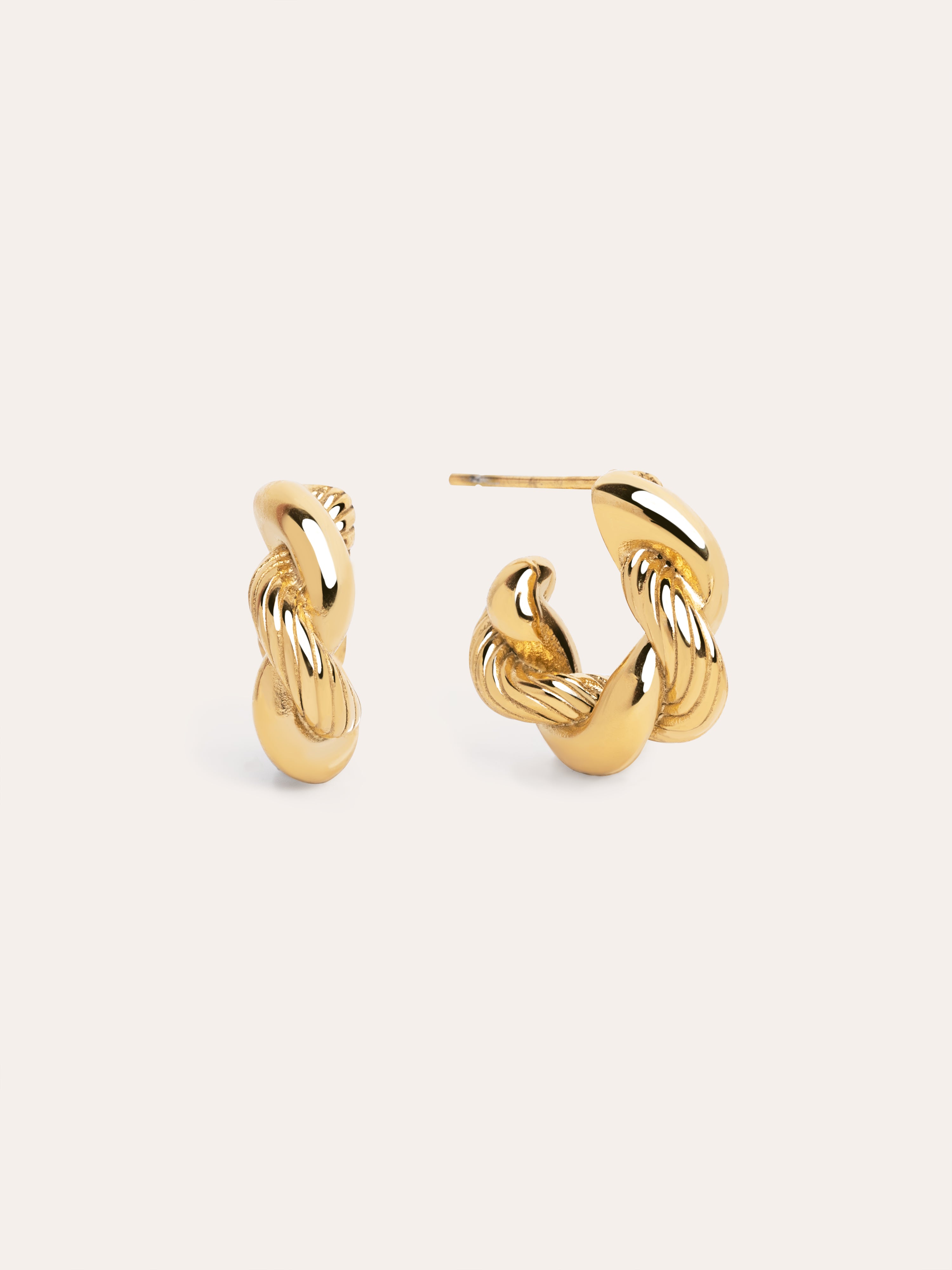 Pendientes Aro Mini Twist Rope Acero Baño Oro – SINGULARU