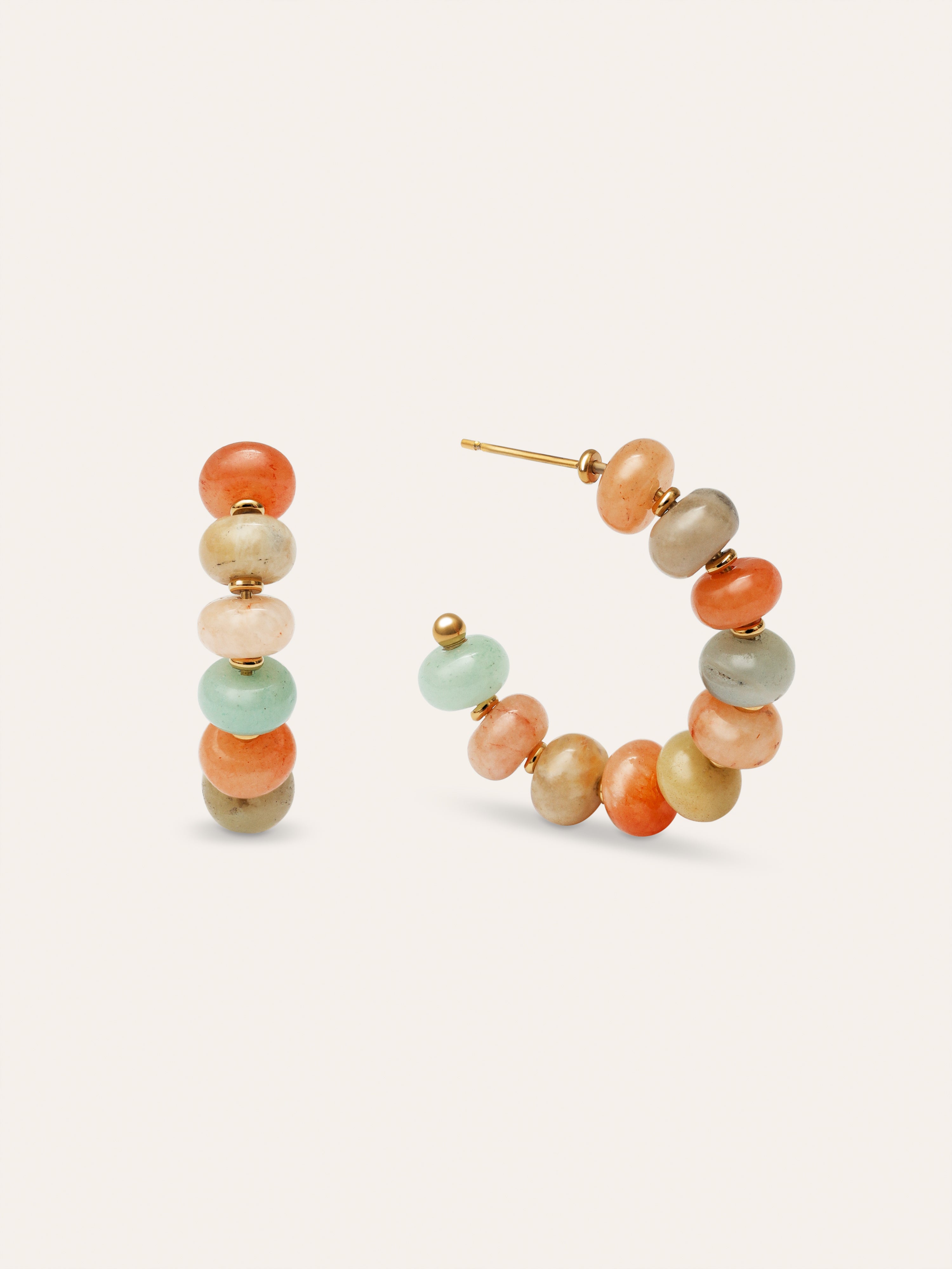 Ambar Stones Stainess Steel Gold Earrings 