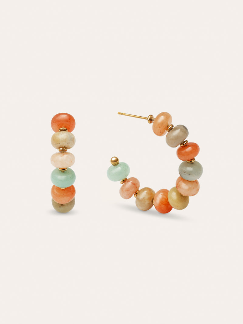 Ambar Stones Stainess Steel Gold Earrings 