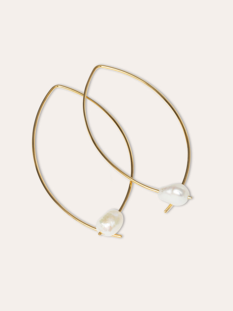 Brincos Arch Bean Pearl Prata Banho de Ouro