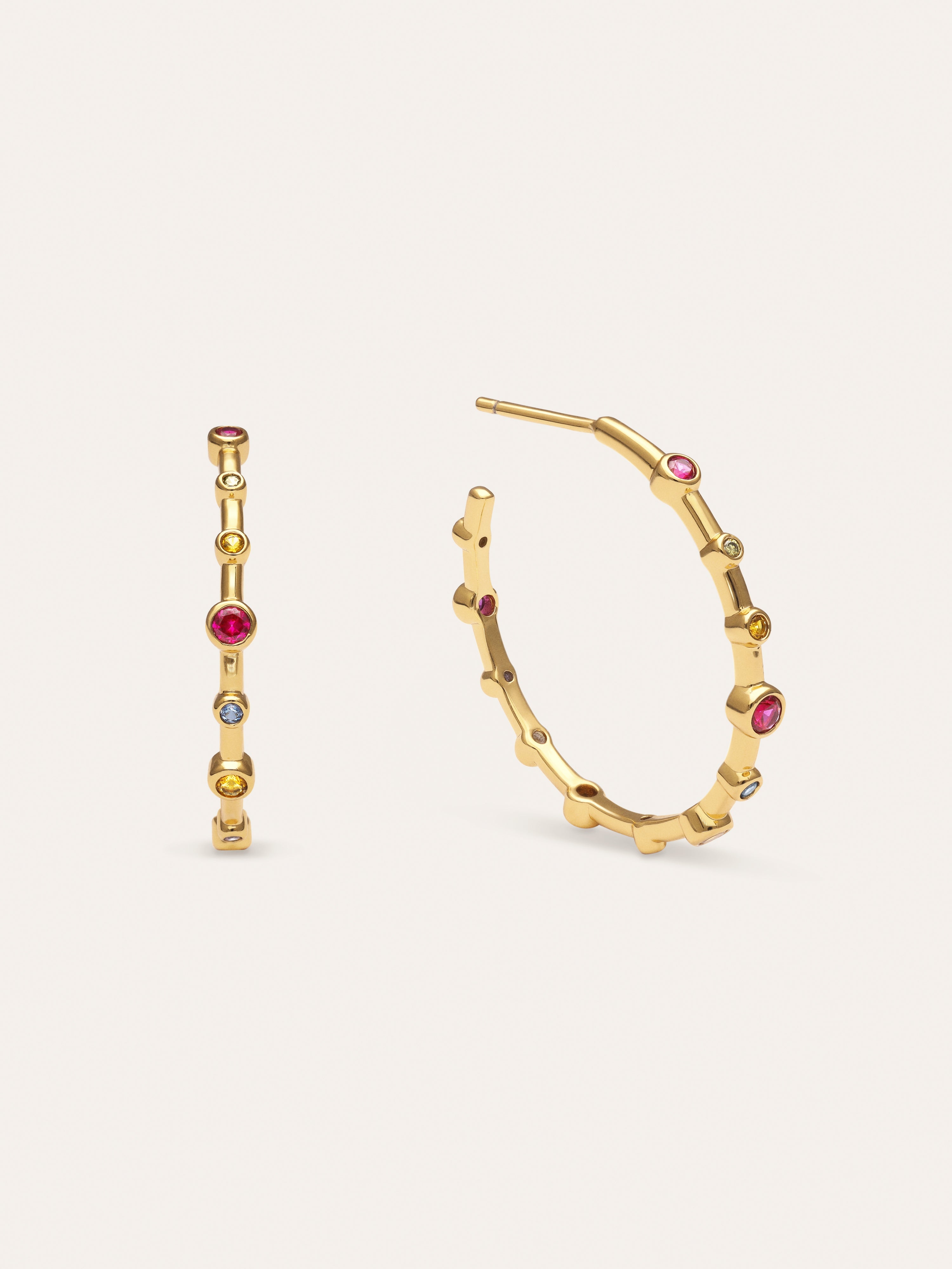 Pendientes Aro Rainbow Bubbles L Baño Oro