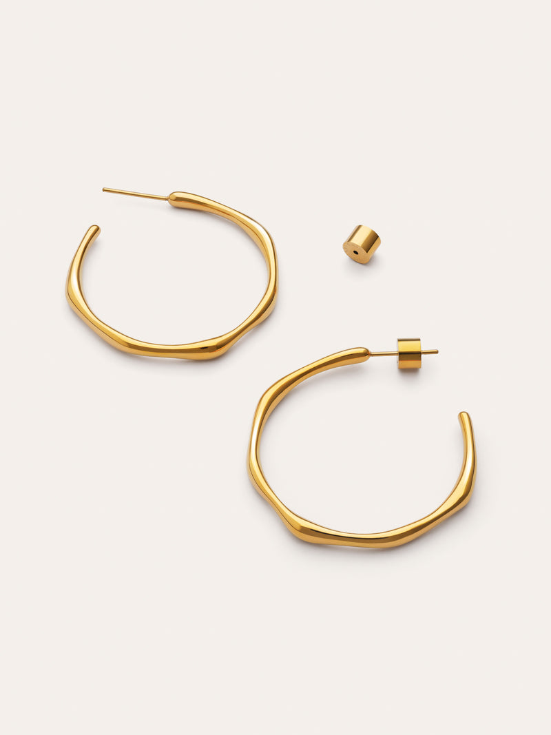 Pendientes Aro Bamboo Acero Baño Oro