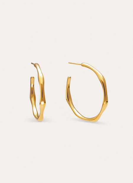 Pendientes Aro Bamboo Acero Baño Oro