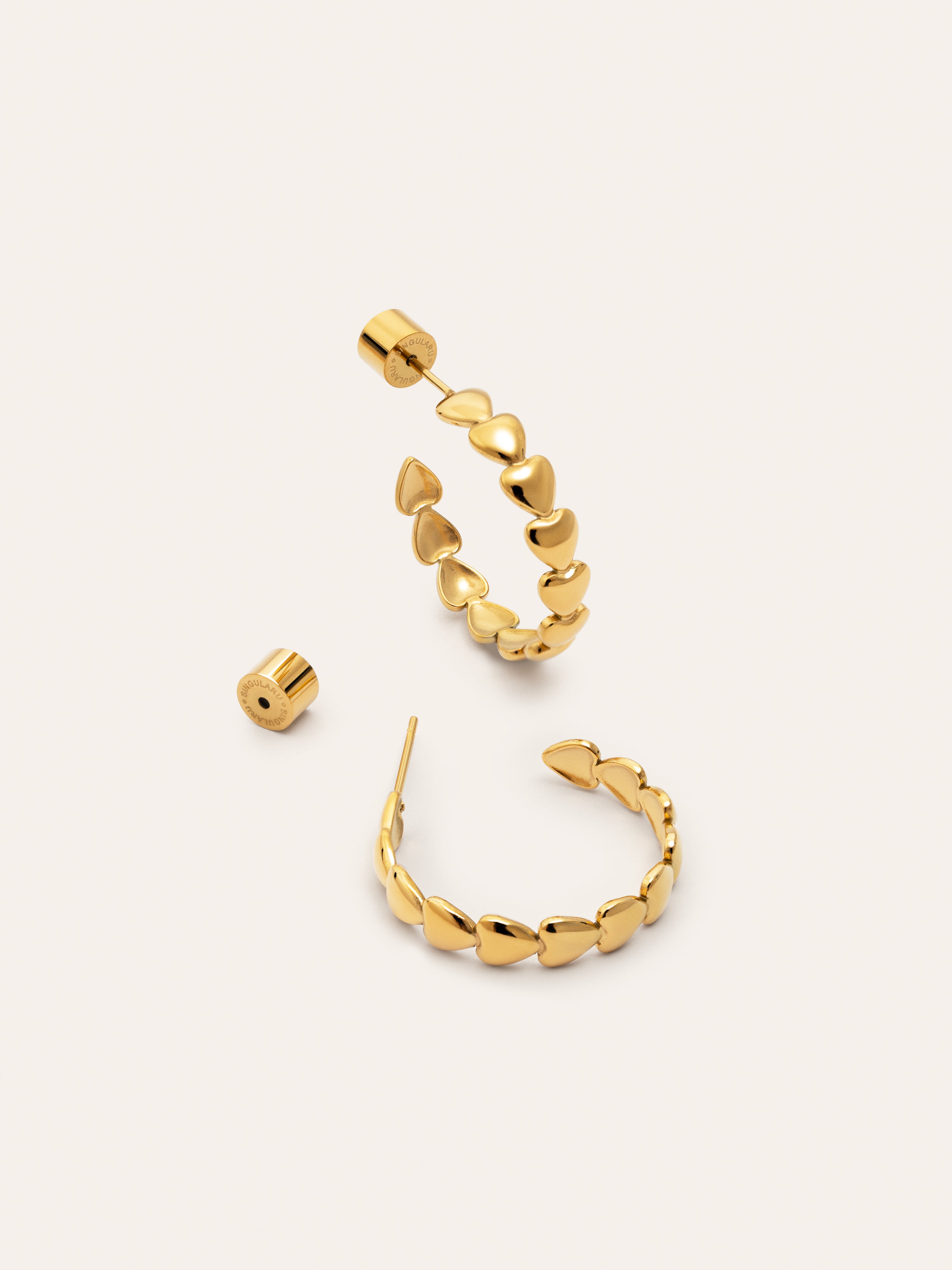 Pendientes Aro Corazoncito Acero Baño Oro