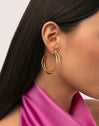 Boucles D’oreilles Créoles Croisées Acier Plaqué Or