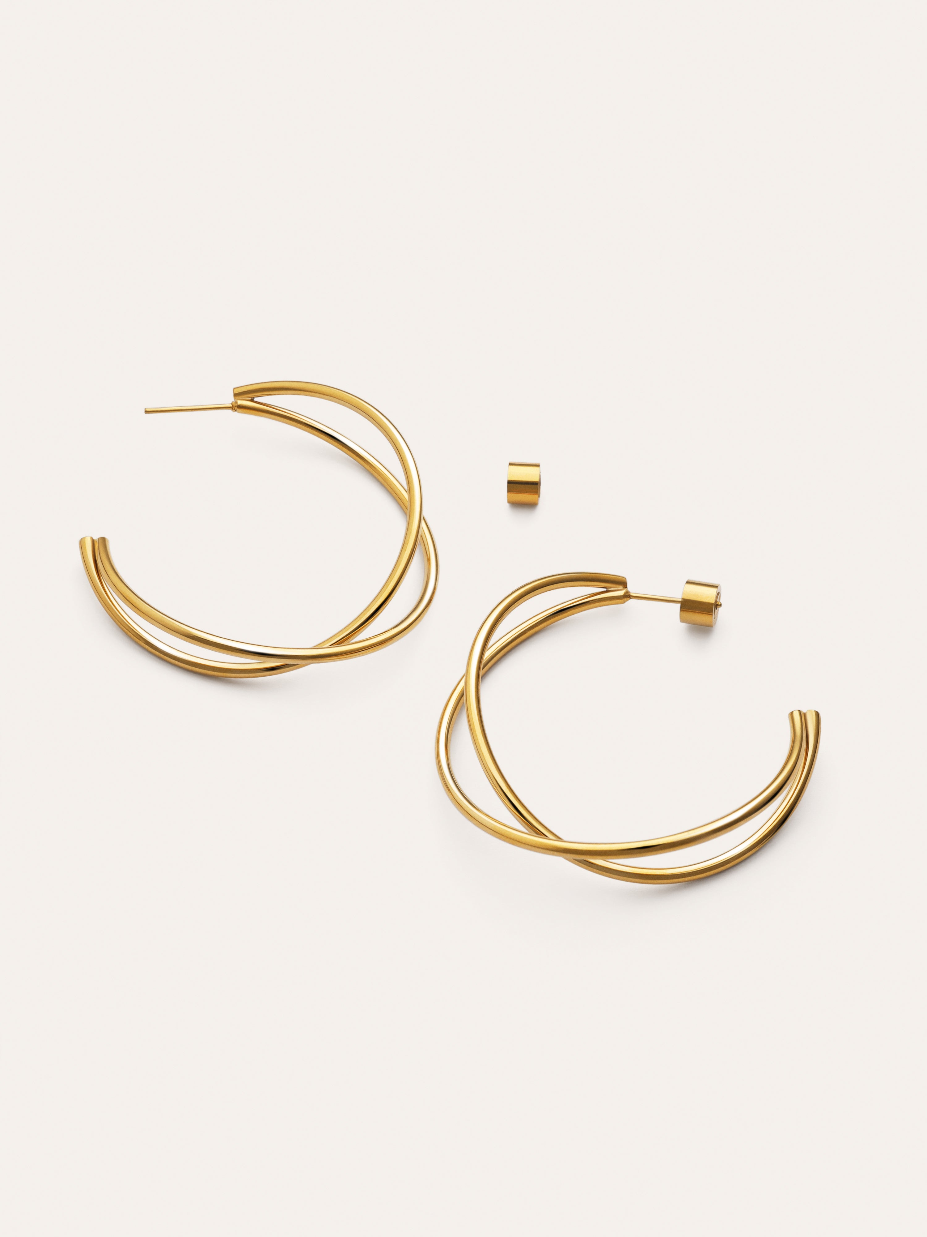Boucles D’oreilles Créoles Croisées Acier Plaqué Or