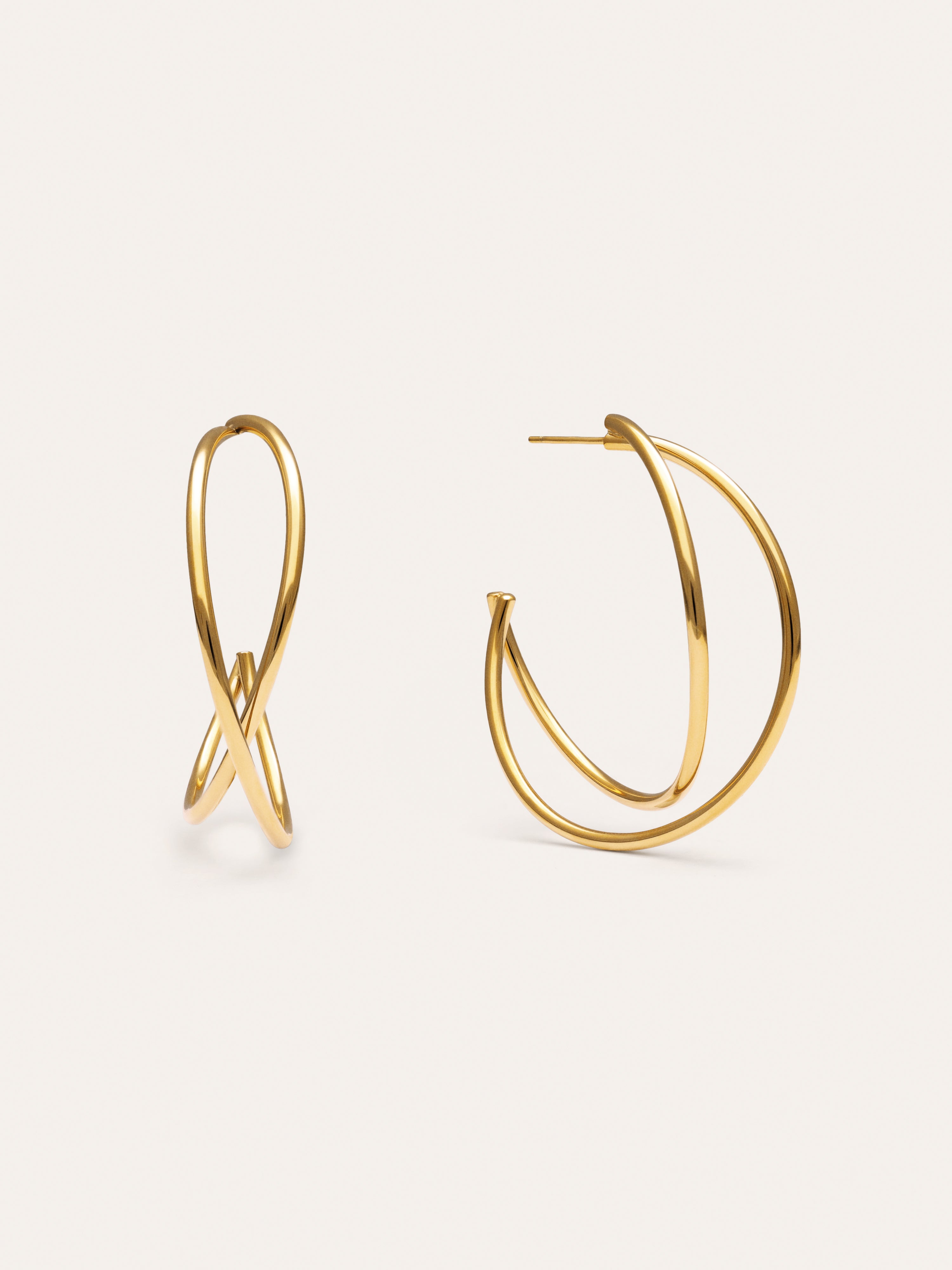 Boucles D’oreilles Créoles Croisées Acier Plaqué Or