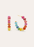 Pendientes Aro Color Stones Acero Baño Oro