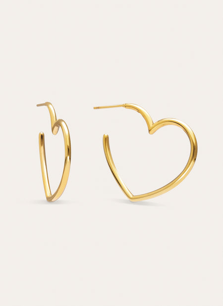 Pendientes Aro Cuore Acero Baño Oro