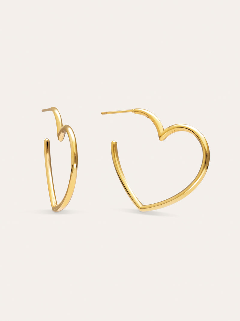 Pendientes Aro Cuore Acero Baño Oro