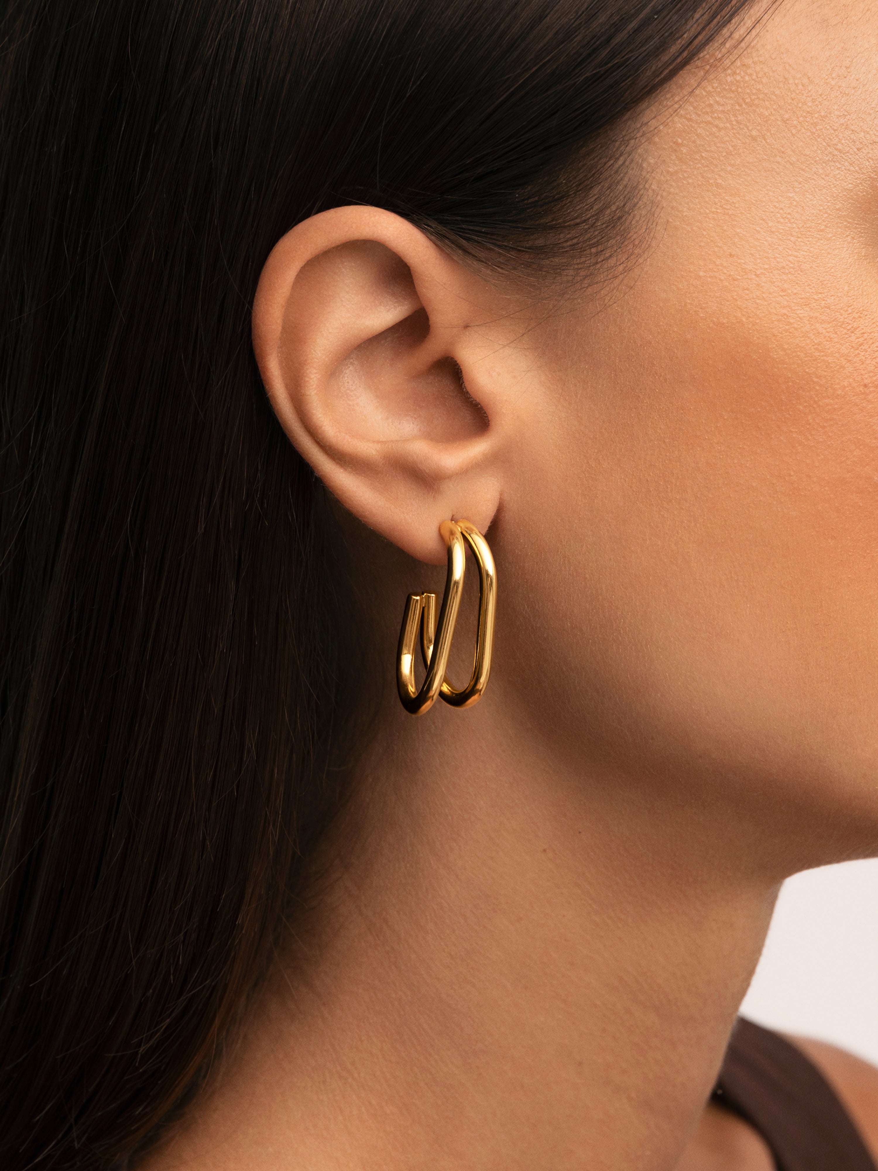 Doble Bossa Gold Hoop Earrings 