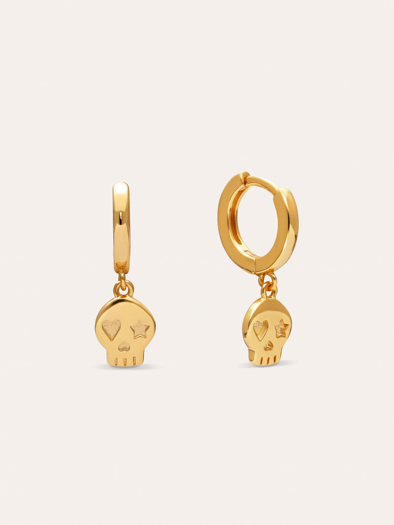 Pendientes Aro Esqueleto Baño Oro
