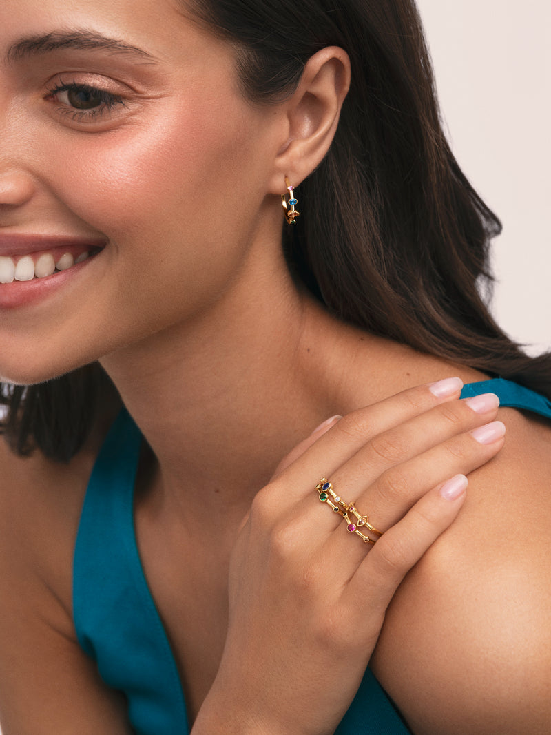 Anello Leonor Indaco Placcato Oro