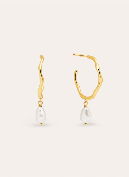 Pendientes Aro Menorca Pearl Baño Oro