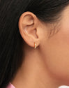 Pendientes Aro Mini Luna Plata Baño Oro