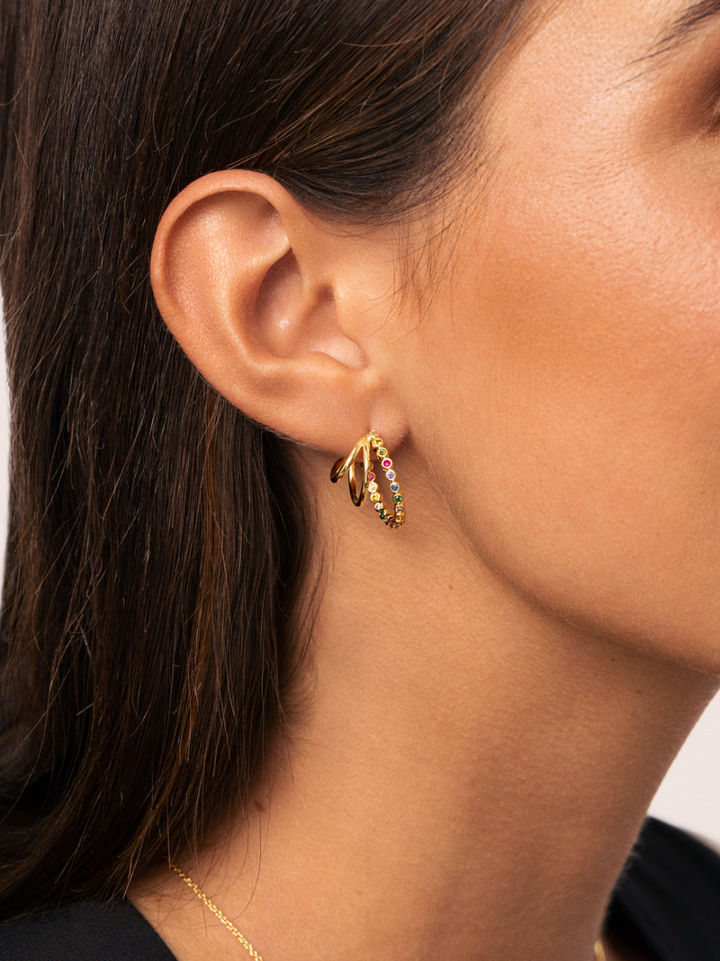 Boucles D’oreilles Créoles Orbit Plaqué Or