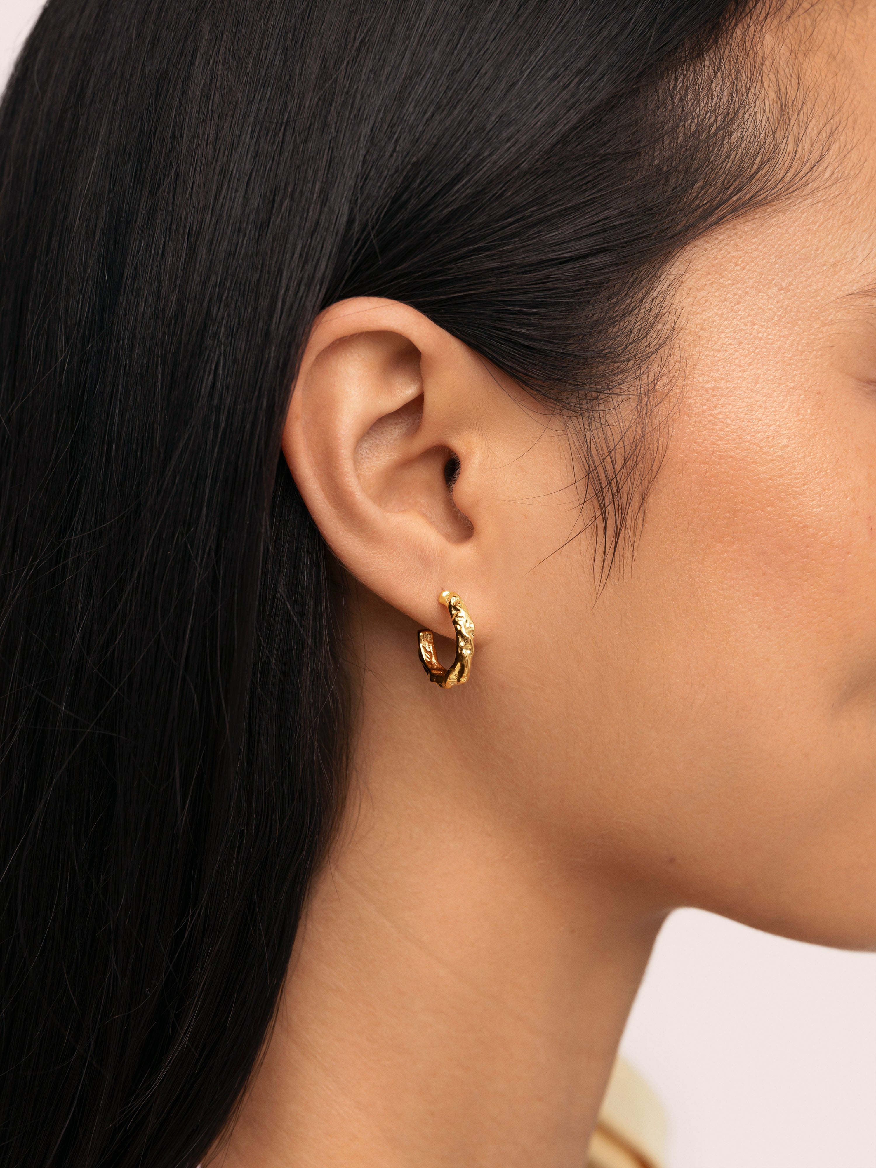 Pendientes Aro Organic River Acero Baño Oro