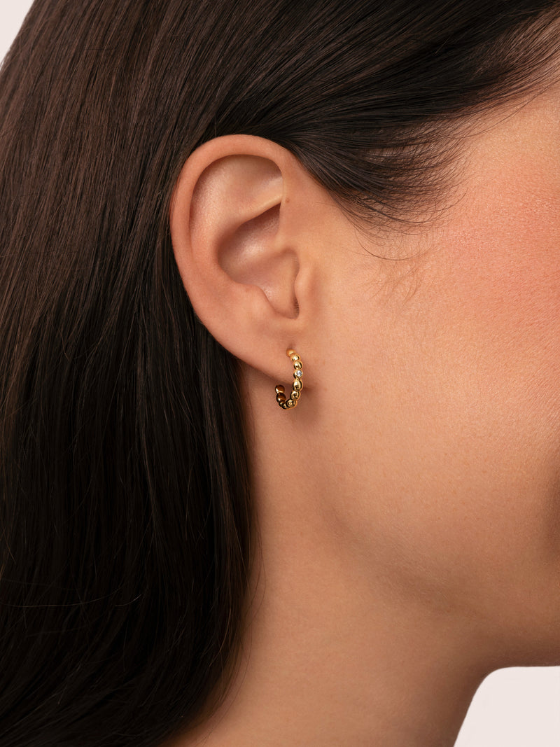 Boucles D’oreilles Créoles Pebble Spark Plaqué Or
