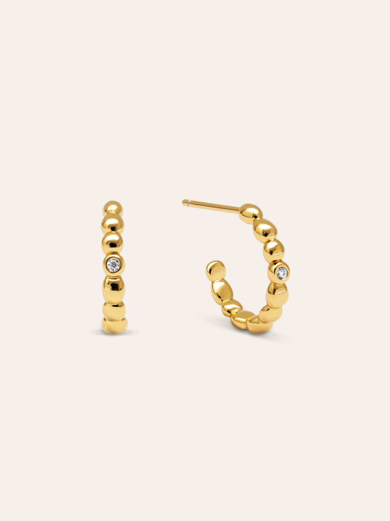 Boucles D’oreilles Créoles Pebble Spark Plaqué Or