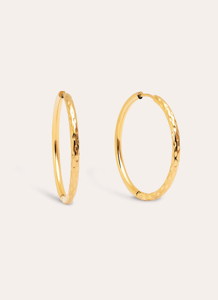 River L Hoop Stainless Steel Gold Earrings 