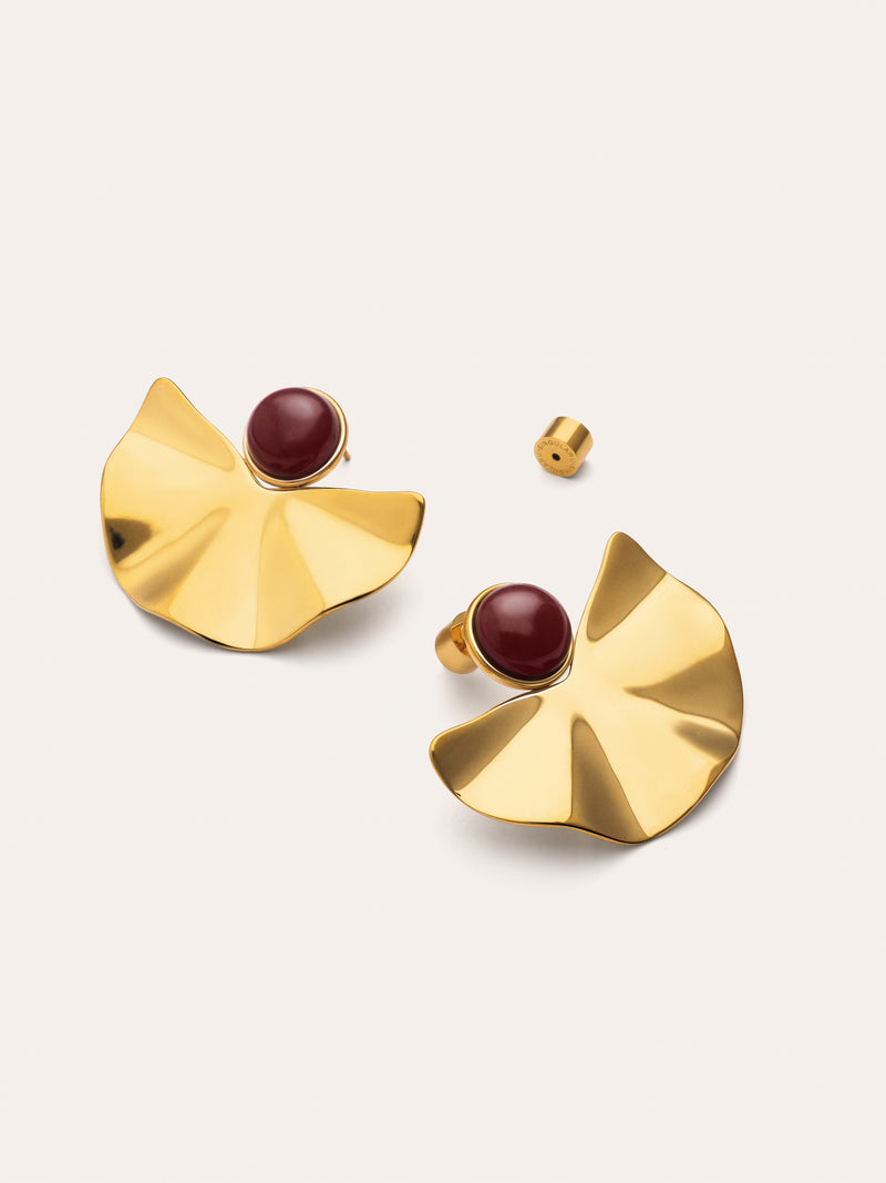 Aretes Amara Stone Acero Baño Oro 