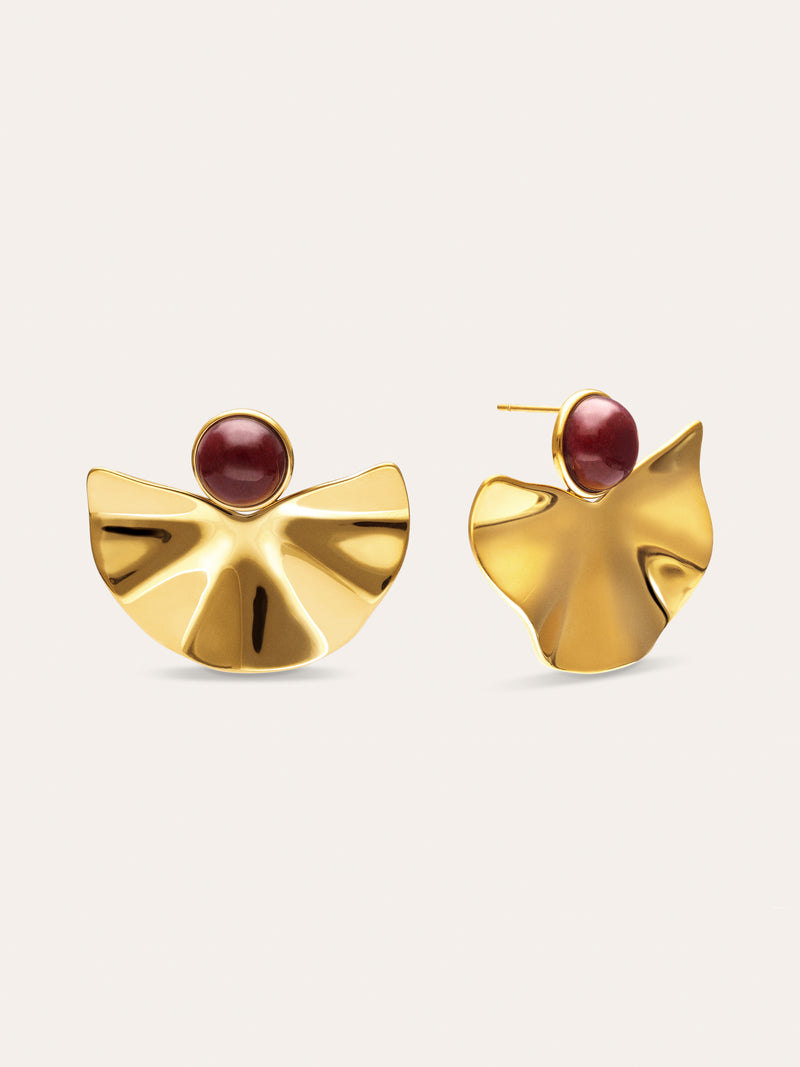 Aretes Amara Stone Acero Baño Oro 