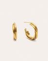 Triple Crossover Stainless Steel Gold Hoop Earrings 